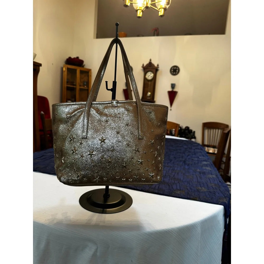 Jimmy Choo Gold/Tan Star Studded Leather Tote Bag - Picture 4 of 13